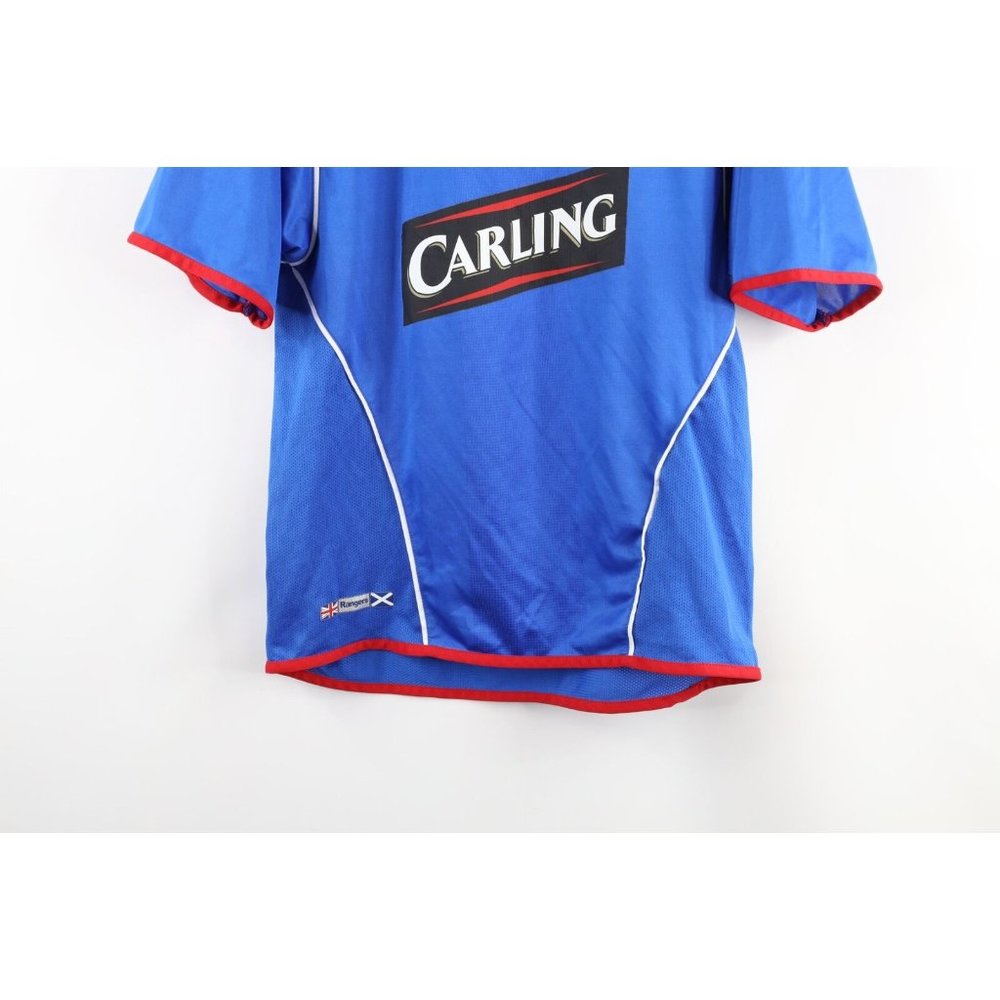 Vintage Umbro Mens Small Spell Out Carling Glasgow Rangers Soccer Jersey Blue - Picture 3 of 11